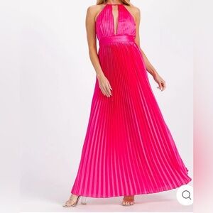 Elegant Pink Halter Maxi Dress - (Multiple Sizes Available)